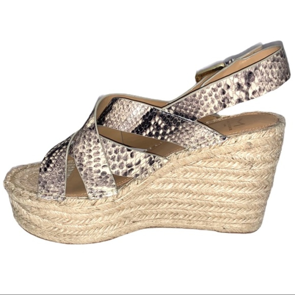 Marc Fisher size 8 leather snakeskin wedge sandals - Picture 2 of 12